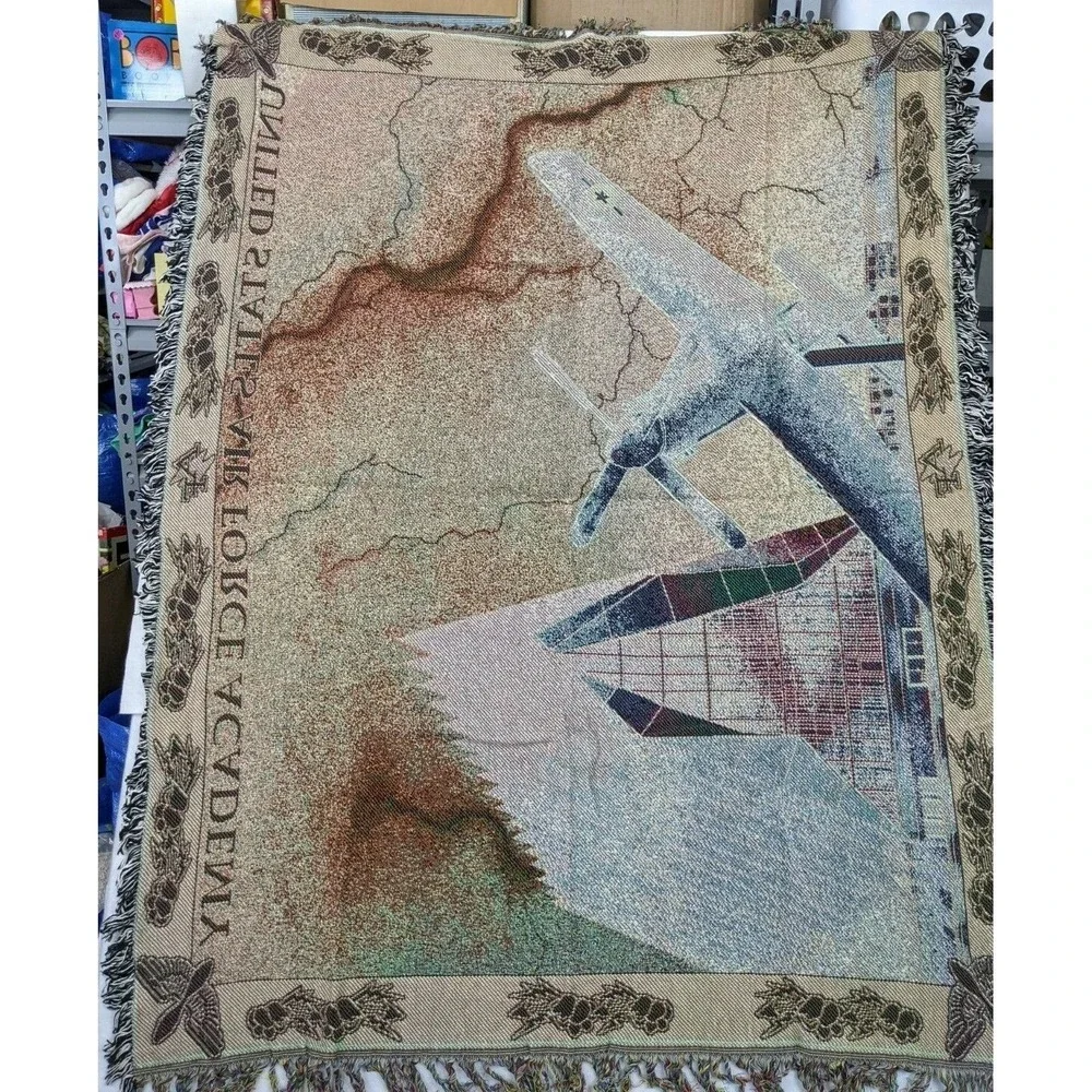 USAF United States Air Force Academy Tapestry‎ Blanket About 50x67 Inch